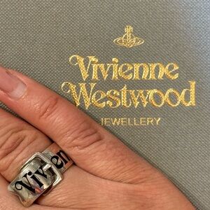 Authentic Vintage Vivienne Westwood Sterling belt buckle ring size XL or 8